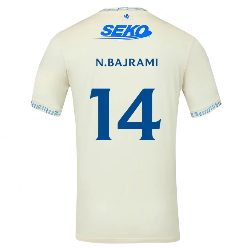 Danxen Mann Nedim Bajrami #14 Dyp Himmelblå Hvit Bortetrøye Drakt Trøye 2026/27 Skjorter T-Skjorte