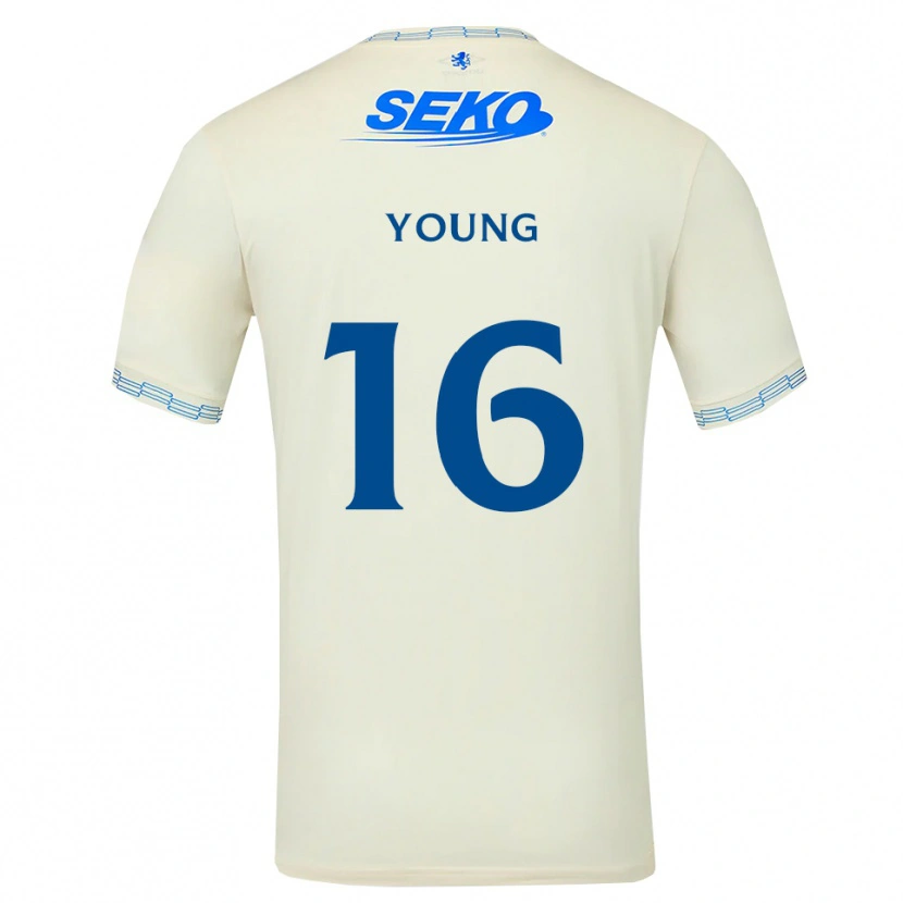 Danxen Mann Calum Young #16 Dyp Himmelblå Hvit Bortetrøye Drakt Trøye 2026/27 Skjorter T-Skjorte
