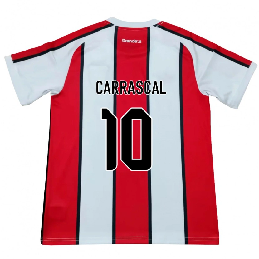 Danxen Dame Jorge Carrascal #10 Hvit Rød Svart Bortetrøye Drakt Trøye 2026/27 Skjorter T-Skjorte