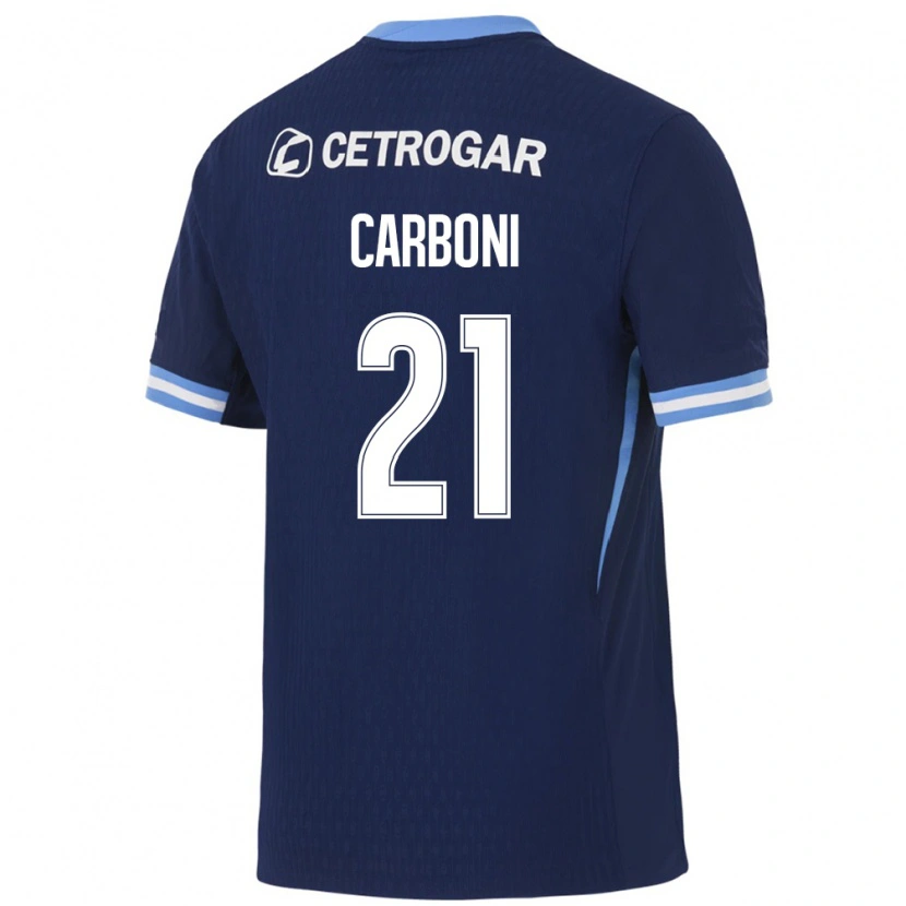 Danxen Dame Valentín Carboni #21 Kongelig Blå Lyseblå Hvit Bortetrøye Drakt Trøye 2026/27 Skjorter T-Skjorte