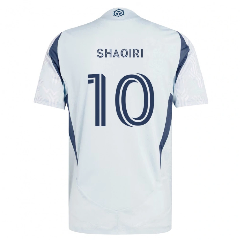 Danxen Dame Xherdan Shaqiri #10 Blå Grå Hvit Bortetrøye Drakt Trøye 2026/27 Skjorter T-Skjorte