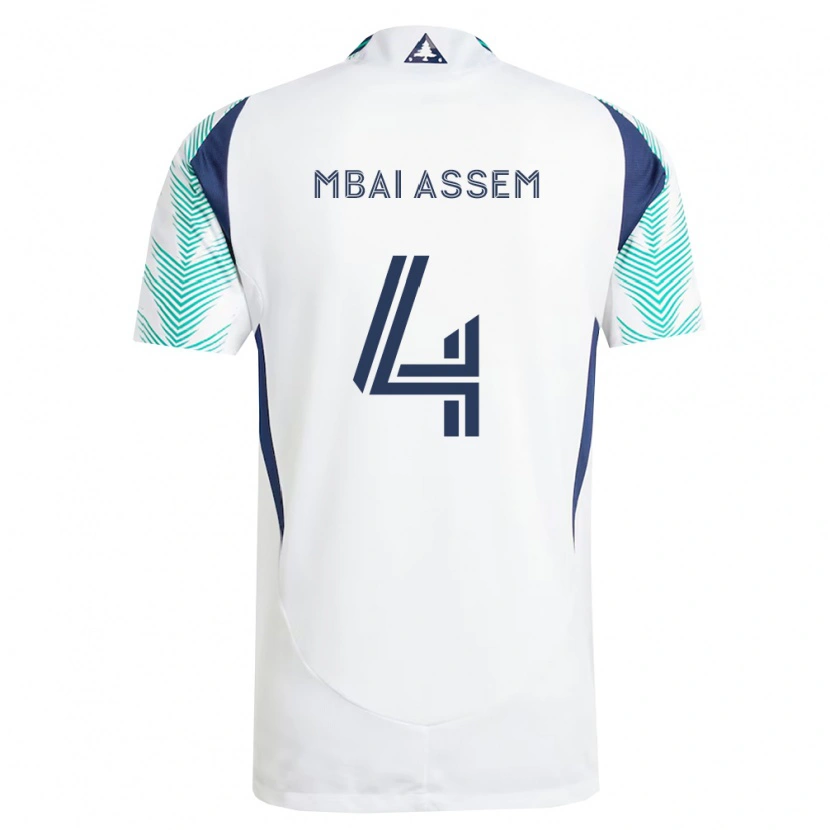 Danxen Dame Chris Mbaï-Assem #4 Hvit Marineblå Lysegrønn Bortetrøye Drakt Trøye 2026/27 Skjorter T-Skjorte