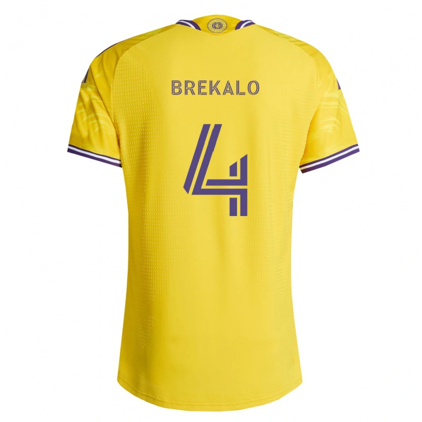 Danxen Dame David Brekalo #4 Gul Lilla Bortetrøye Drakt Trøye 2026/27 Skjorter T-Skjorte