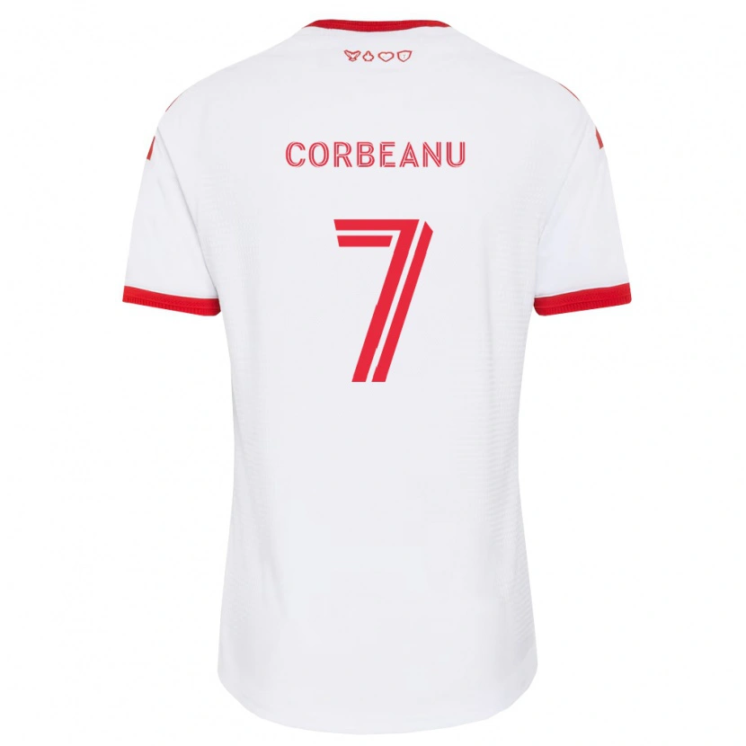 Danxen Dame Theo Corbeanu #7 Hvit Rød Svart Bortetrøye Drakt Trøye 2026/27 Skjorter T-Skjorte