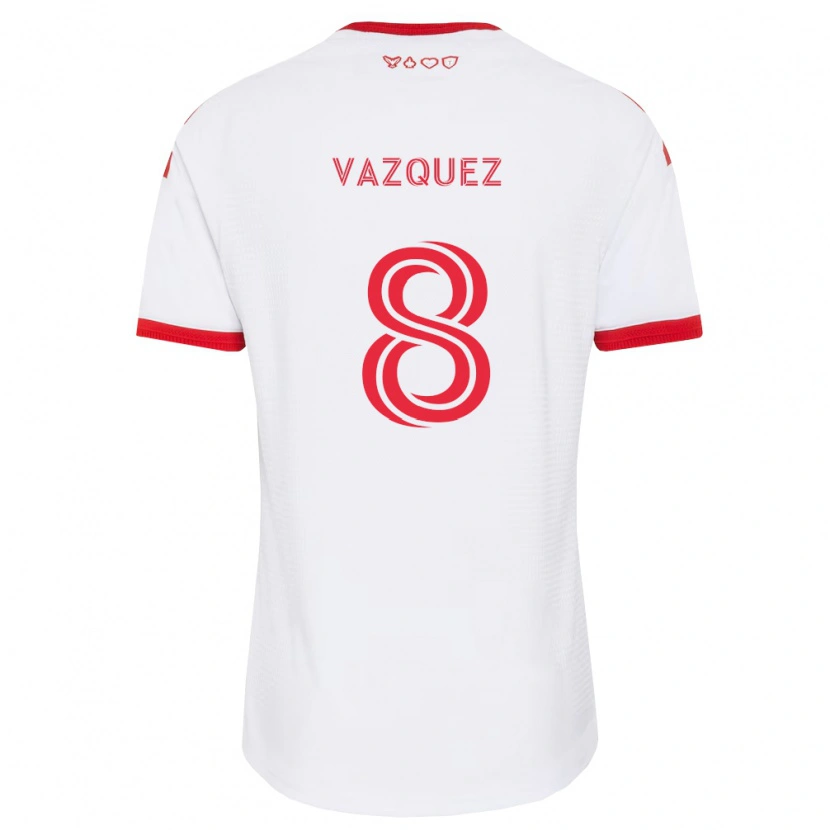 Danxen Dame Víctor Vázquez #8 Hvit Rød Svart Bortetrøye Drakt Trøye 2026/27 Skjorter T-Skjorte