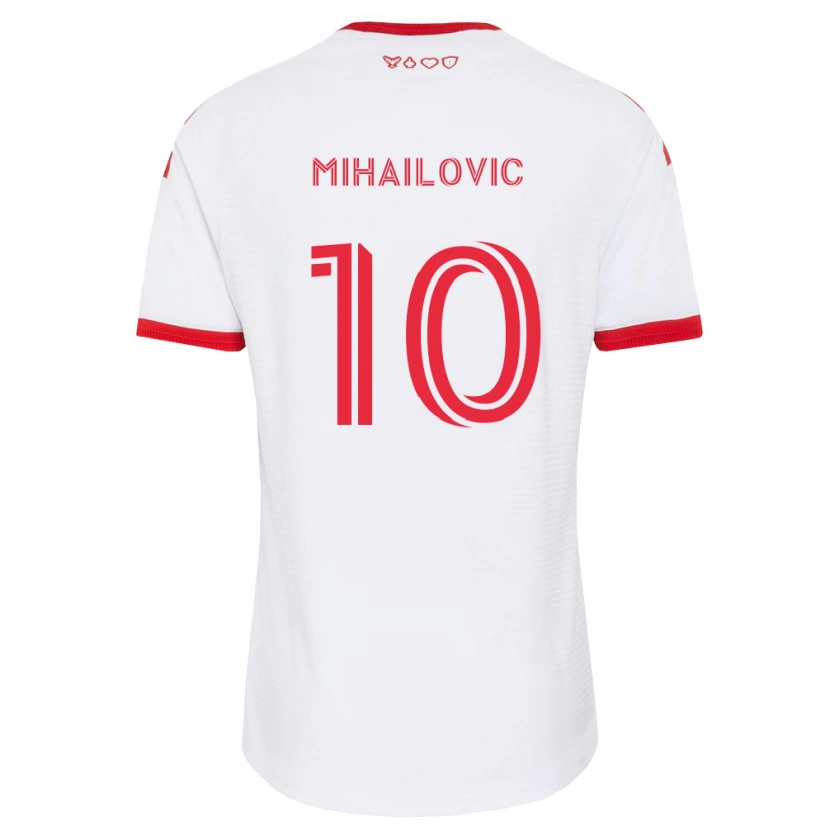Danxen Dame Djordje Mihailovic #10 Hvit Rød Svart Bortetrøye Drakt Trøye 2026/27 Skjorter T-Skjorte