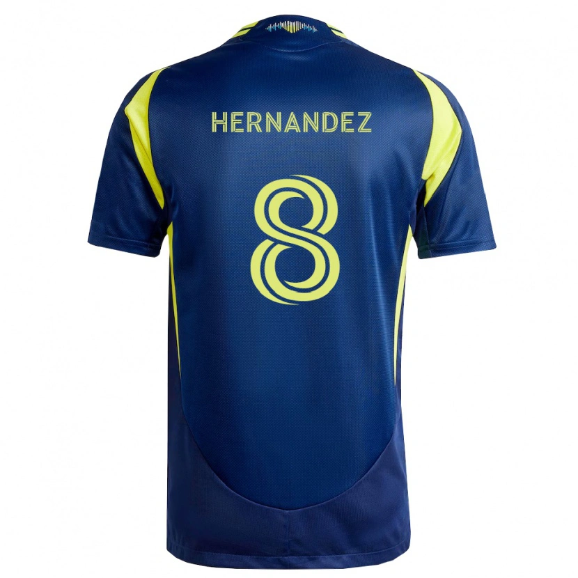 Danxen Dame Jonathan Hernández #8 Gul Marineblå Bortetrøye Drakt Trøye 2026/27 Skjorter T-Skjorte