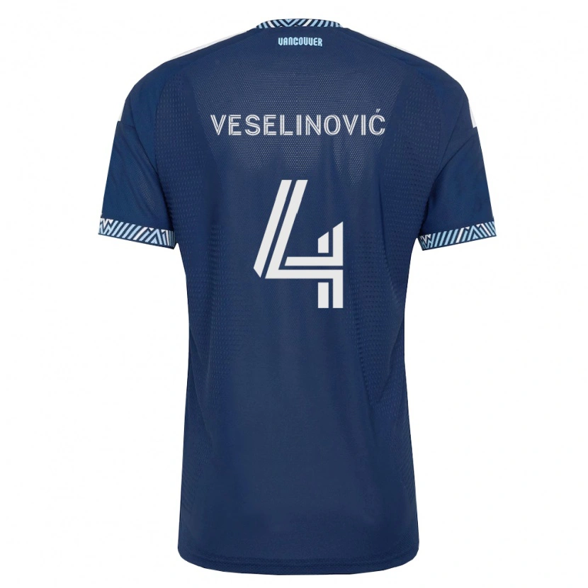 Danxen Dame Ranko Veselinović #4 Dyp Blå Hvit Bortetrøye Drakt Trøye 2026/27 Skjorter T-Skjorte