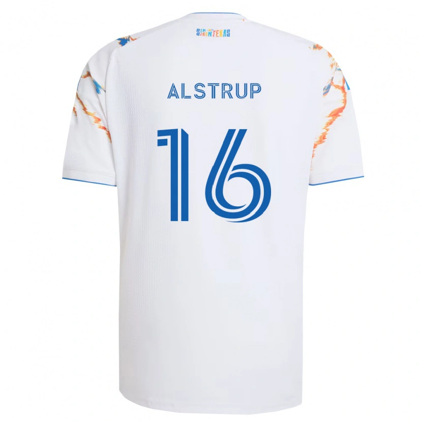 Danxen Dame Marcus Alstrup #16 Hvit Oransje Blå Bortetrøye Drakt Trøye 2026/27 Skjorter T-Skjorte