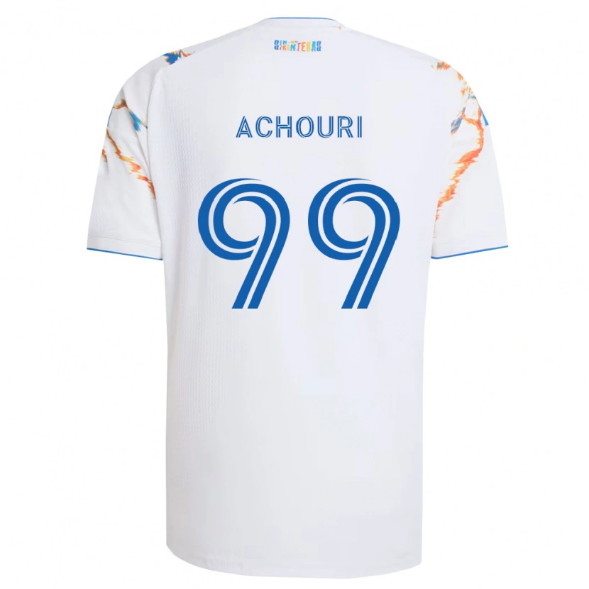Danxen Dame Elias Achouri #99 Hvit Oransje Blå Bortetrøye Drakt Trøye 2026/27 Skjorter T-Skjorte