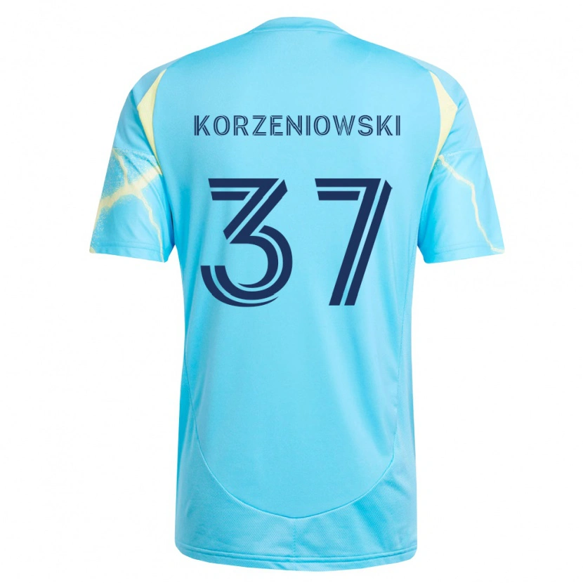 Danxen Dame Stas Korzeniowski #37 Lyseblå Svart Lysegul Bortetrøye Drakt Trøye 2026/27 Skjorter T-Skjorte