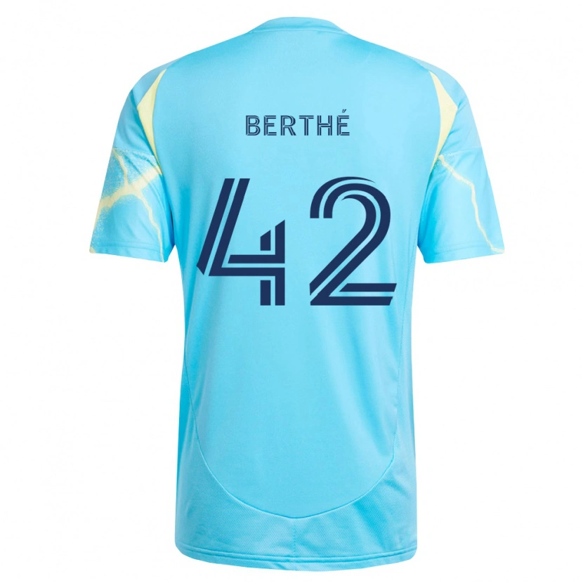 Danxen Dame Mamoutou Berthé #42 Lyseblå Svart Lysegul Bortetrøye Drakt Trøye 2026/27 Skjorter T-Skjorte