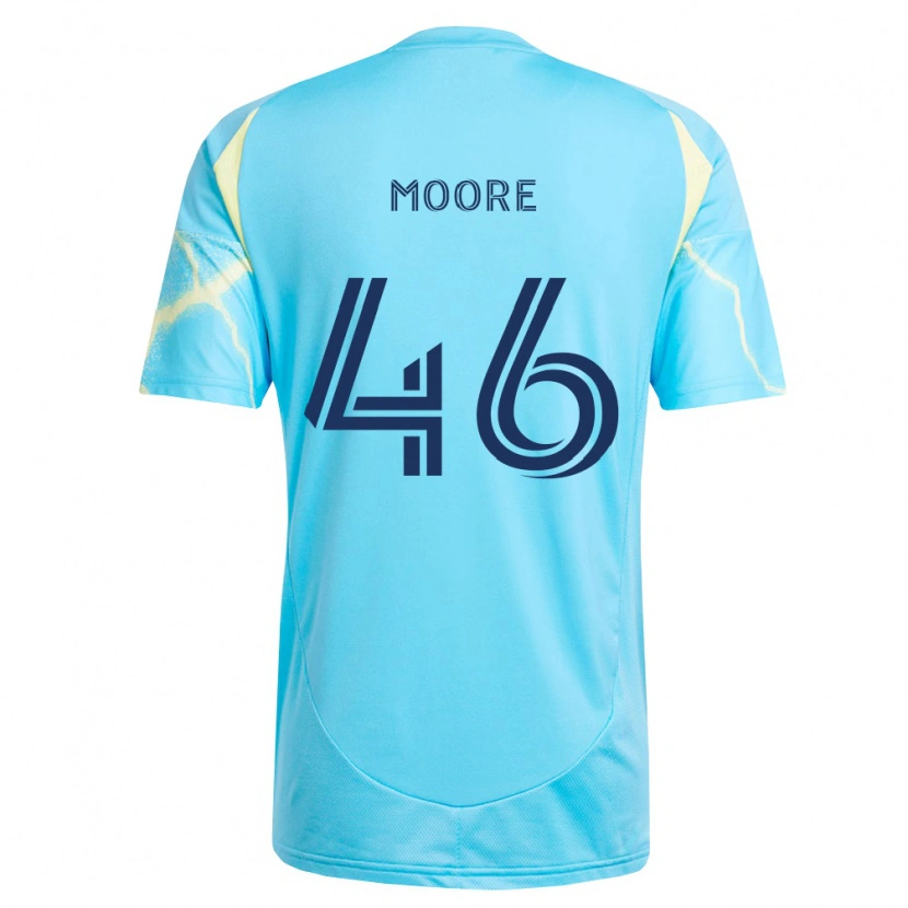 Danxen Dame Kaiden Moore #46 Lyseblå Svart Lysegul Bortetrøye Drakt Trøye 2026/27 Skjorter T-Skjorte