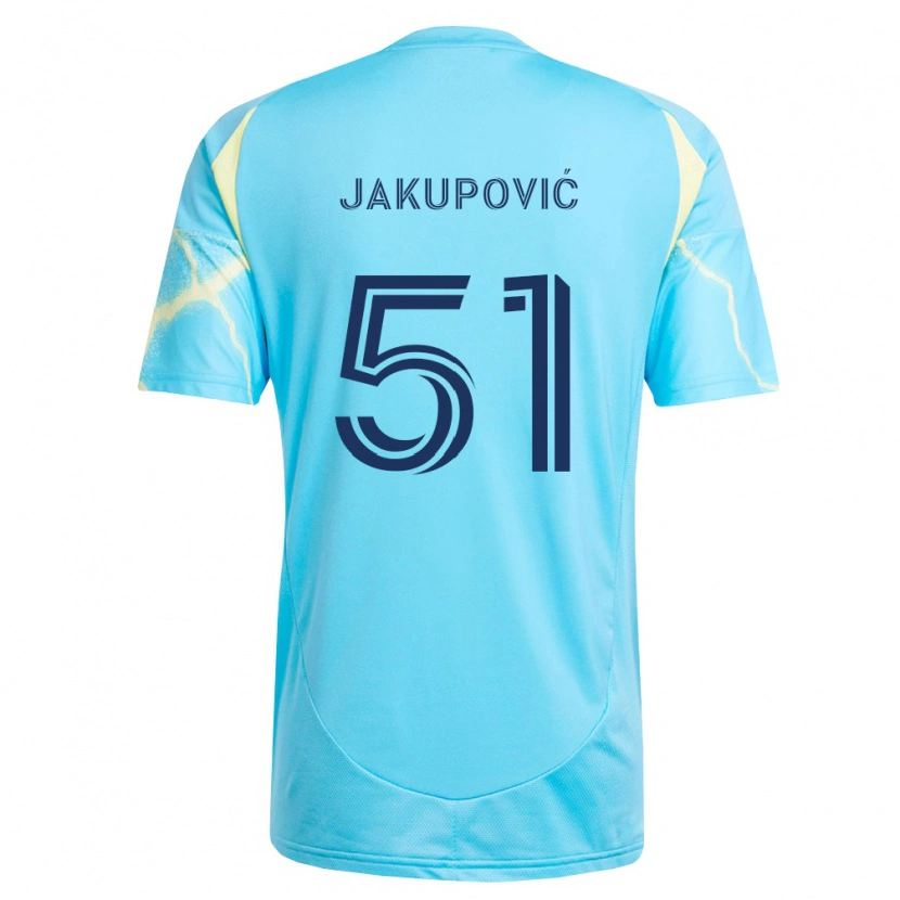 Danxen Dame Malik Jakupović #51 Lyseblå Svart Lysegul Bortetrøye Drakt Trøye 2026/27 Skjorter T-Skjorte