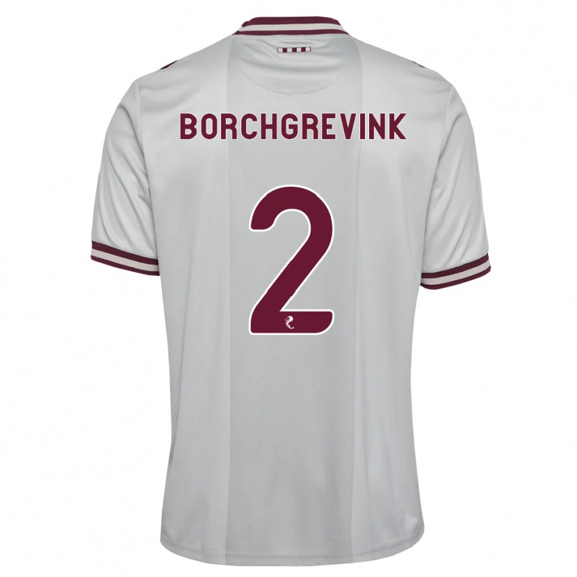 Danxen Dame Christian Borchgrevink #2 Hvit Burgunder Bortetrøye Drakt Trøye 2026/27 Skjorter T-Skjorte