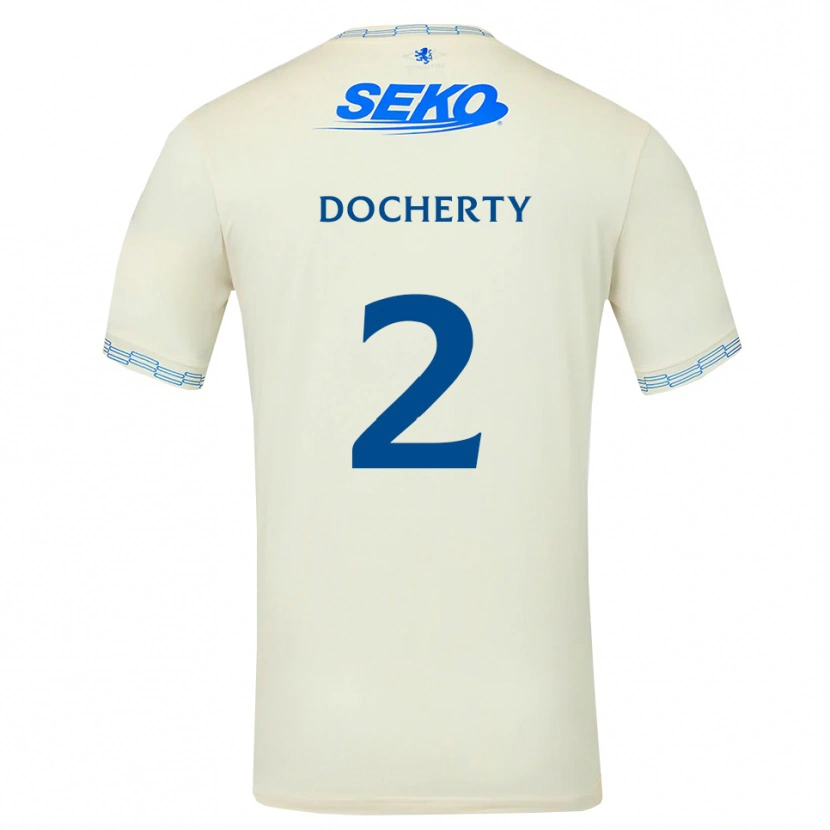 Danxen Dame Nicola Docherty #2 Dyp Himmelblå Hvit Bortetrøye Drakt Trøye 2026/27 Skjorter T-Skjorte