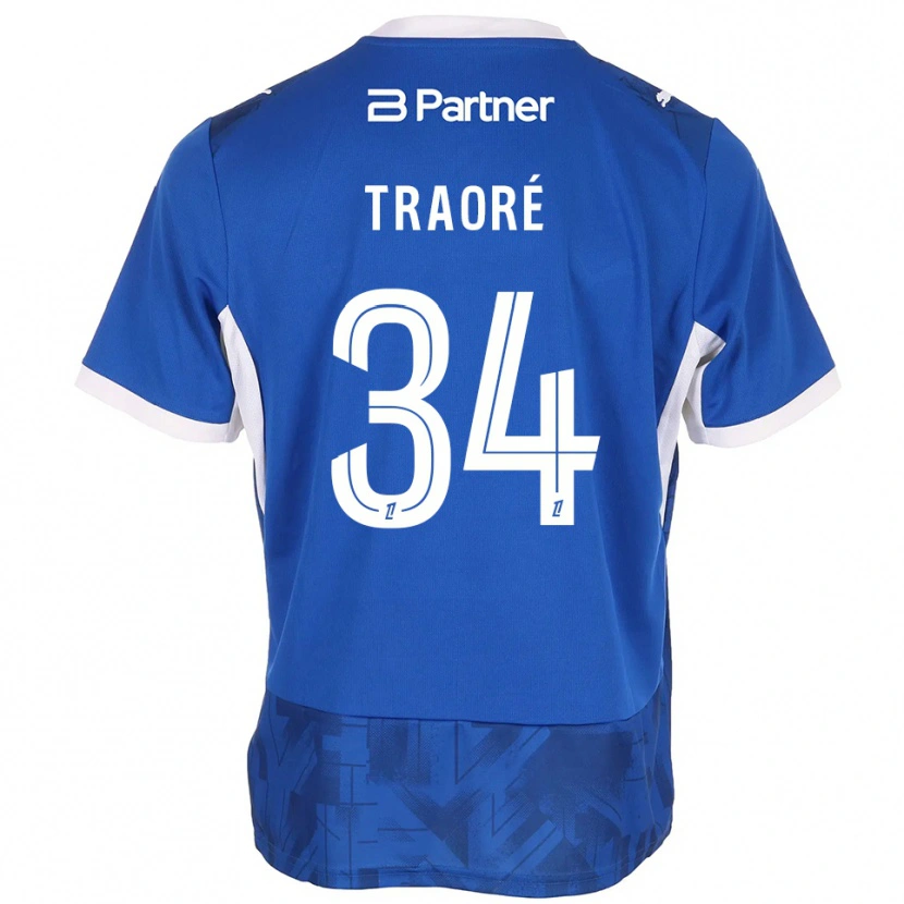 Danxen Barn Ibrahim Traoré #34 Mediumblå Hvit Hjemmetrøye Drakt Trøye 2026/27 Skjorter T-Skjorte