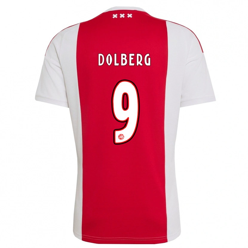 Danxen Barn Kasper Dolberg #9 Rød Hvit Gul Hjemmetrøye Drakt Trøye 2026/27 Skjorter T-Skjorte