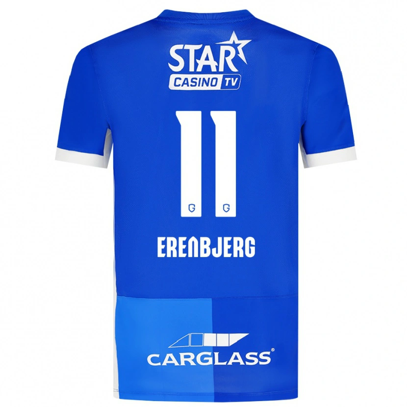 Danxen Barn Jeppe Erenbjerg #11 Mellomblå Kongeblå Hvit Hjemmetrøye Drakt Trøye 2026/27 Skjorter T-Skjorte