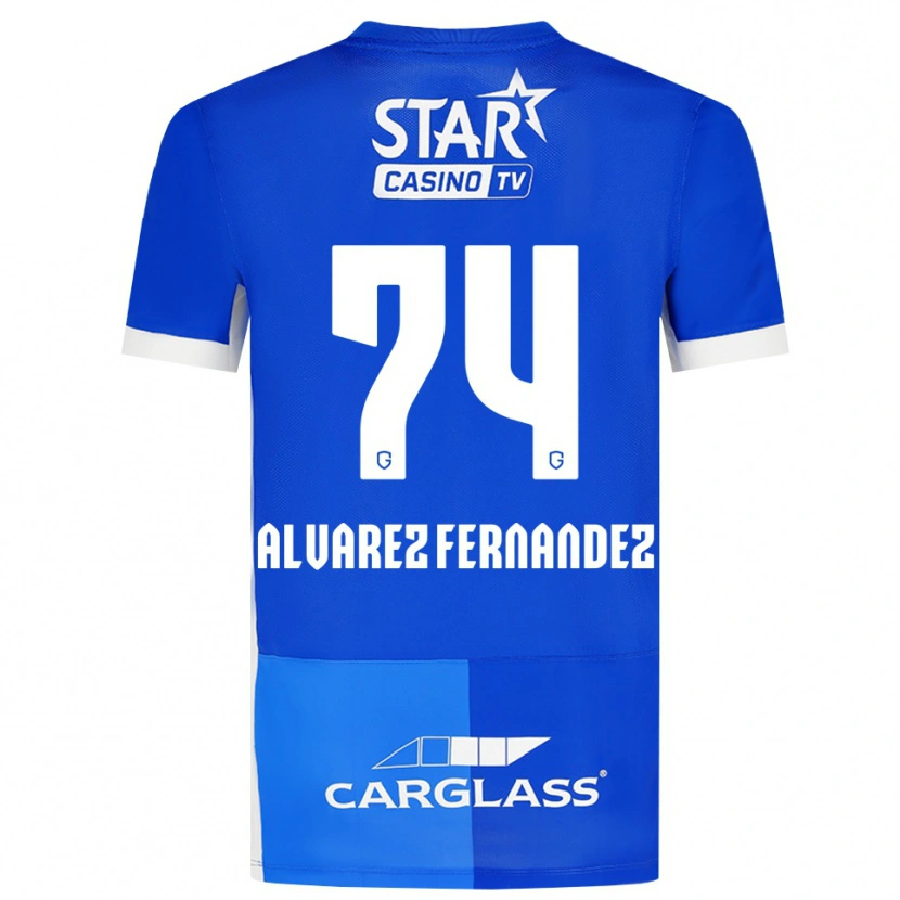 Danxen Barn Loïc Alvarez Fernandez #74 Mellomblå Kongeblå Hvit Hjemmetrøye Drakt Trøye 2026/27 Skjorter T-Skjorte