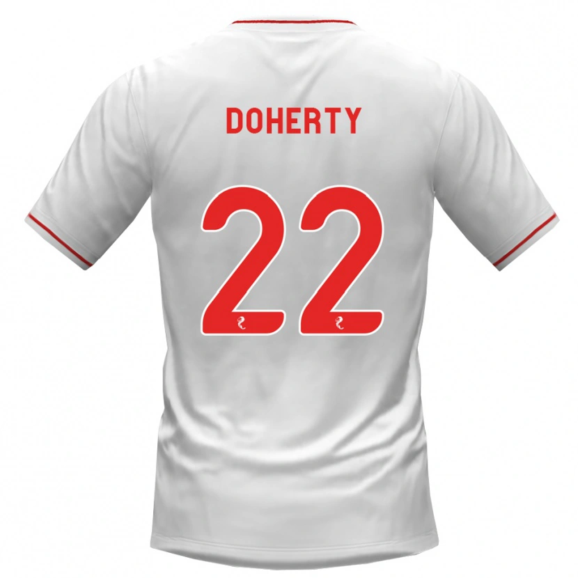 Danxen Barn Jordan Doherty #22 Hvit Rød Bortetrøye Drakt Trøye 2026/27 Skjorter T-Skjorte
