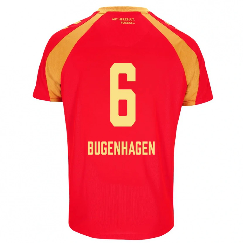 Danxen Barn Julius Bugenhagen #6 Rød Oransje Svart Bortetrøye Drakt Trøye 2026/27 Skjorter T-Skjorte