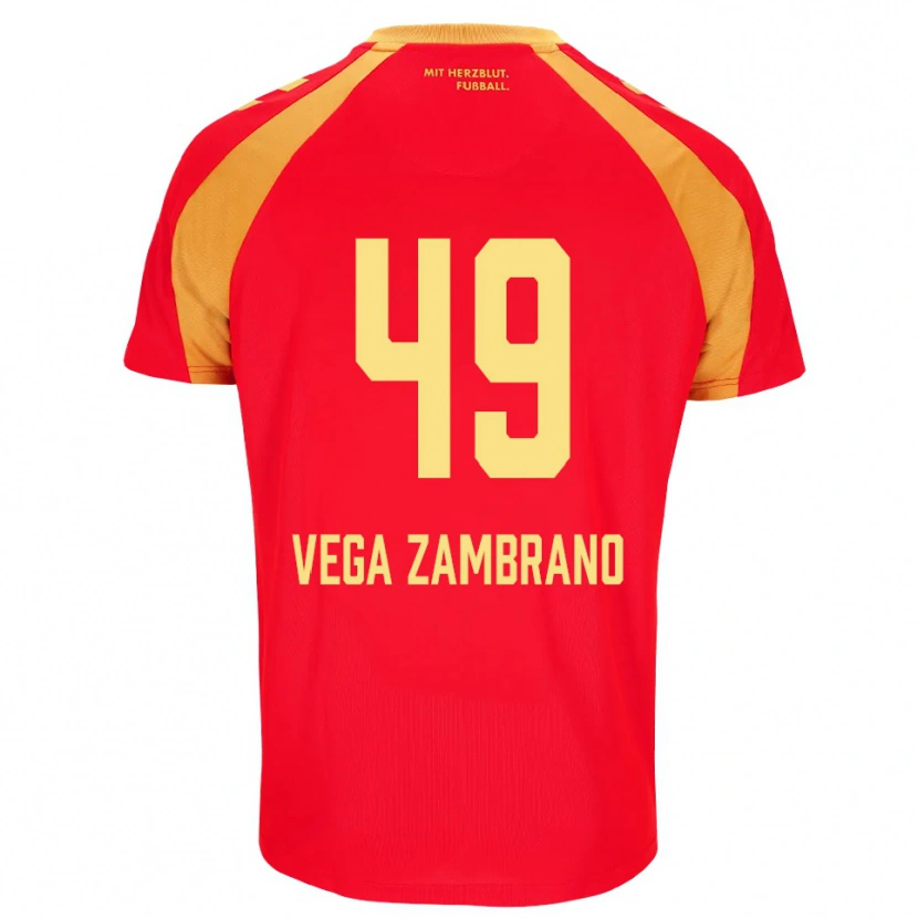 Danxen Barn Joel Vega Zambrano #49 Rød Oransje Svart Bortetrøye Drakt Trøye 2026/27 Skjorter T-Skjorte