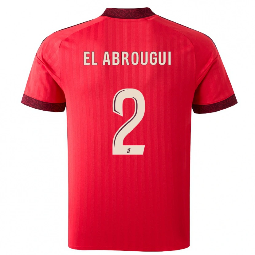 Danxen Barn Wassim El Abrougui #2 Burgunder Rød Hvit Bortetrøye Drakt Trøye 2026/27 Skjorter T-Skjorte