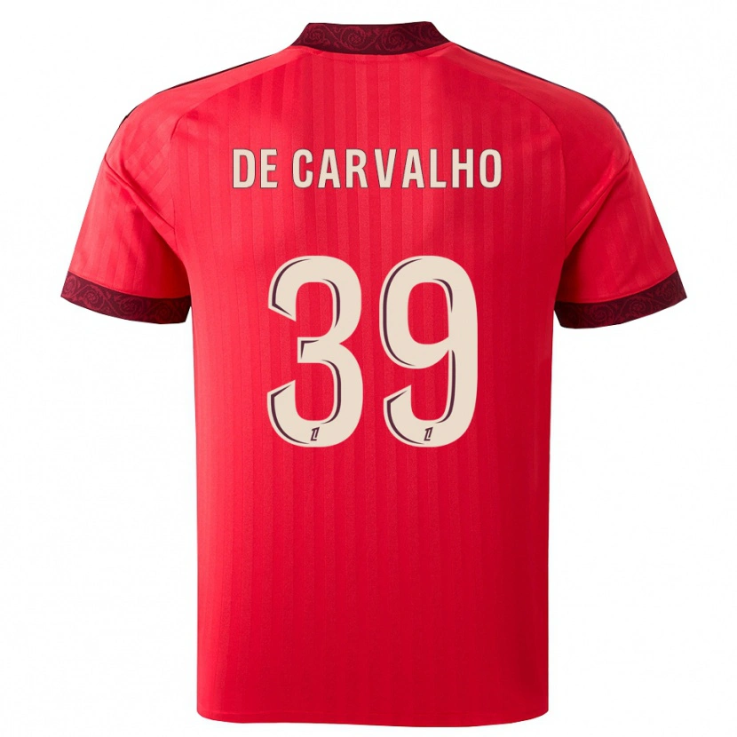 Danxen Barn Mathys De Carvalho #39 Burgunder Rød Hvit Bortetrøye Drakt Trøye 2026/27 Skjorter T-Skjorte