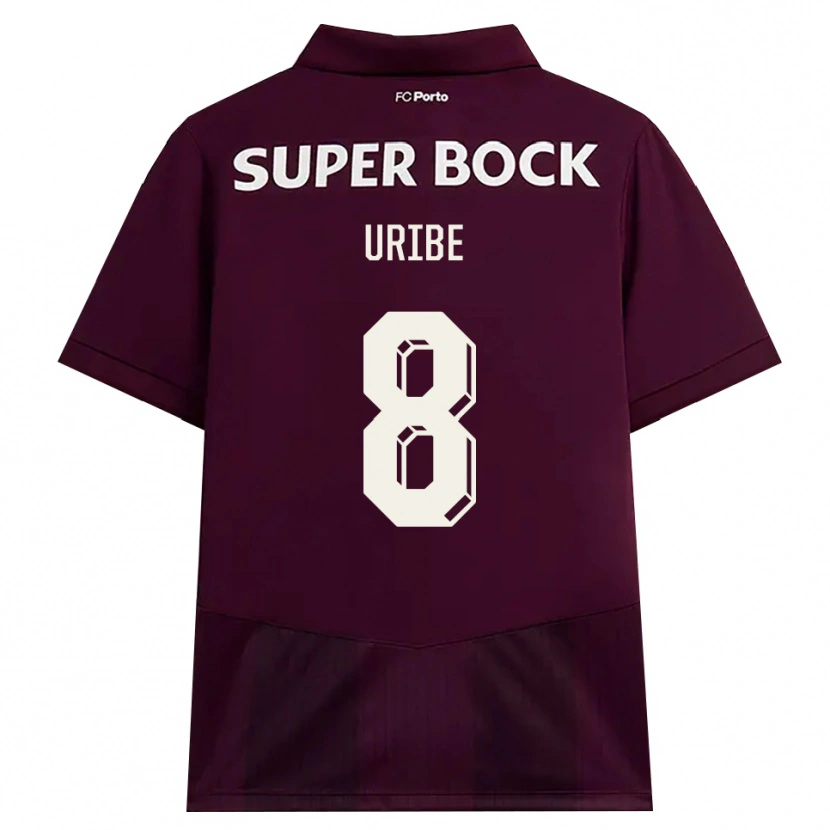 Danxen Barn Mateus Uribe #8 Burgunder Hvit Bortetrøye Drakt Trøye 2026/27 Skjorter T-Skjorte