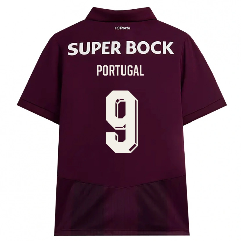 Danxen Barn Tiago Portugal #9 Burgunder Hvit Bortetrøye Drakt Trøye 2026/27 Skjorter T-Skjorte