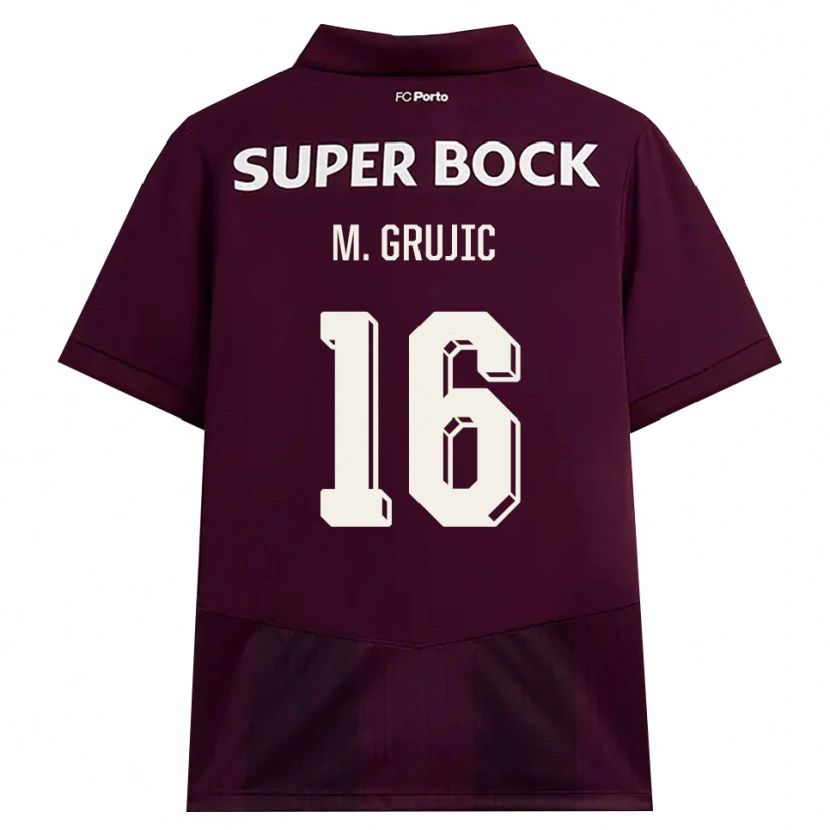 Danxen Barn Marko Grujic #16 Burgunder Hvit Bortetrøye Drakt Trøye 2026/27 Skjorter T-Skjorte