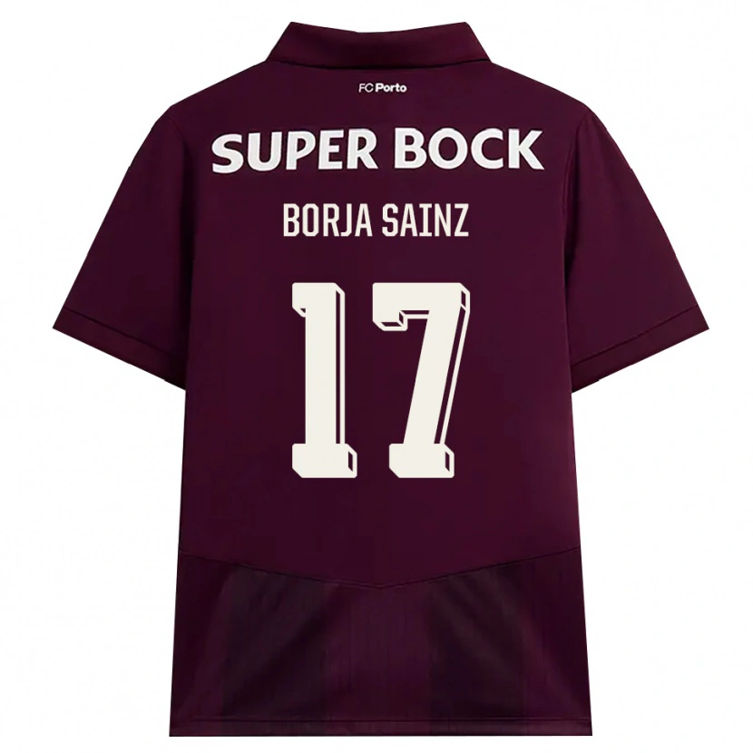 Danxen Barn Borja Sainz #17 Burgunder Hvit Bortetrøye Drakt Trøye 2026/27 Skjorter T-Skjorte