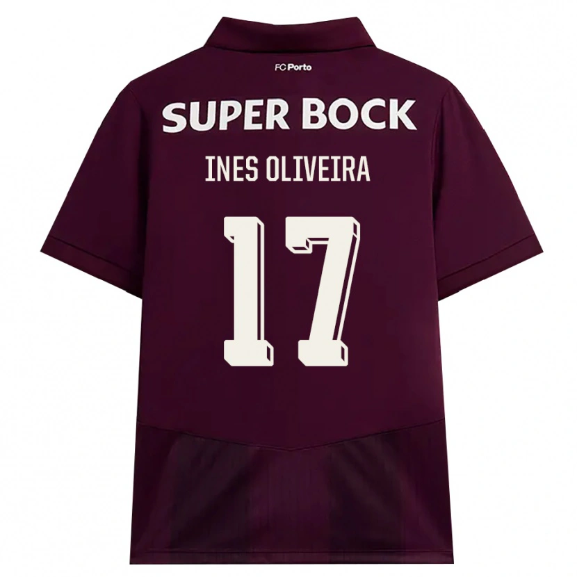 Danxen Barn Inês Oliveira #17 Burgunder Hvit Bortetrøye Drakt Trøye 2026/27 Skjorter T-Skjorte