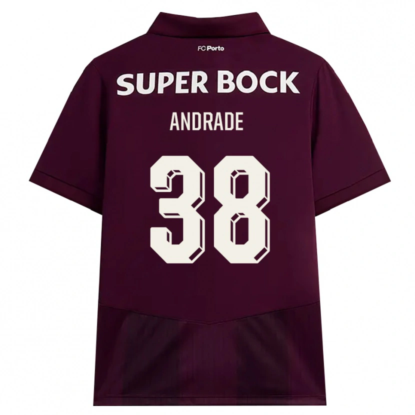Danxen Barn Fernando Andrade #38 Burgunder Hvit Bortetrøye Drakt Trøye 2026/27 Skjorter T-Skjorte