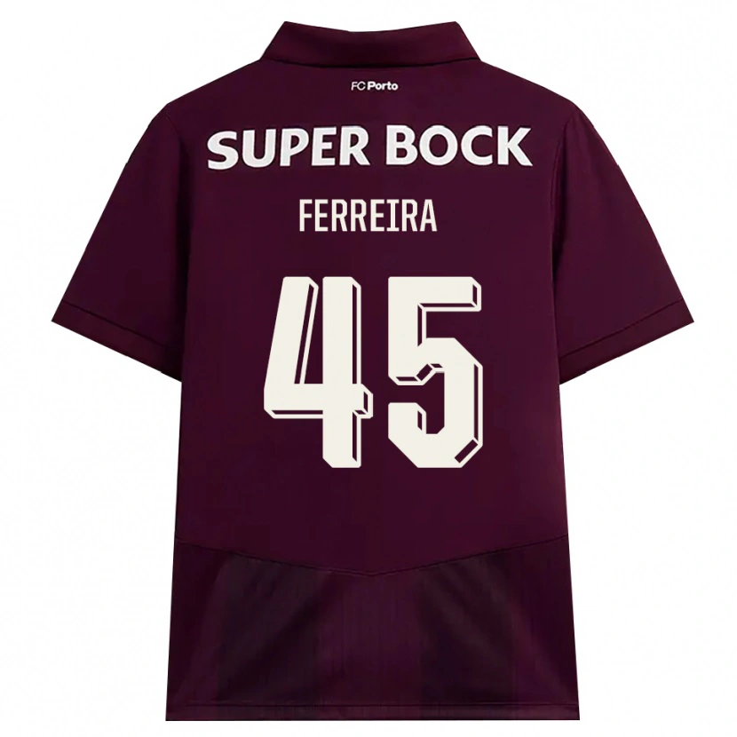 Danxen Barn Tiago Ferreira #45 Burgunder Hvit Bortetrøye Drakt Trøye 2026/27 Skjorter T-Skjorte