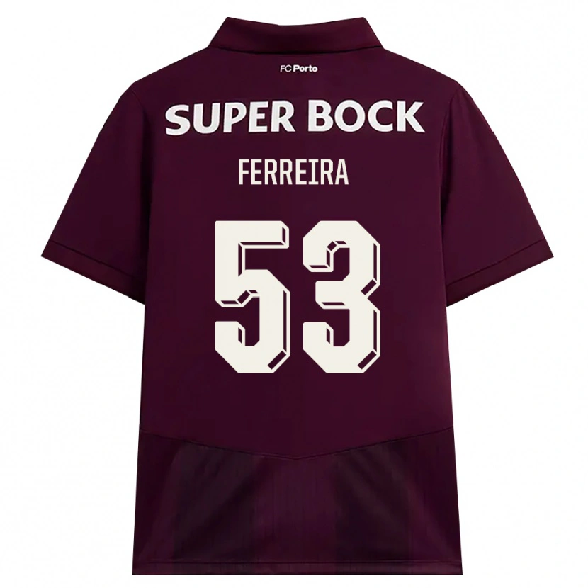 Danxen Barn Eduardo Ferreira #53 Burgunder Hvit Bortetrøye Drakt Trøye 2026/27 Skjorter T-Skjorte