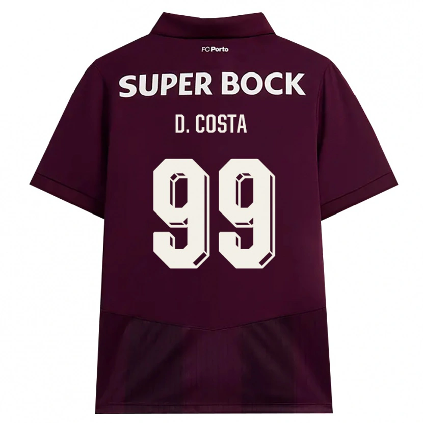 Danxen Barn Diogo Costa #99 Burgunder Hvit Bortetrøye Drakt Trøye 2026/27 Skjorter T-Skjorte