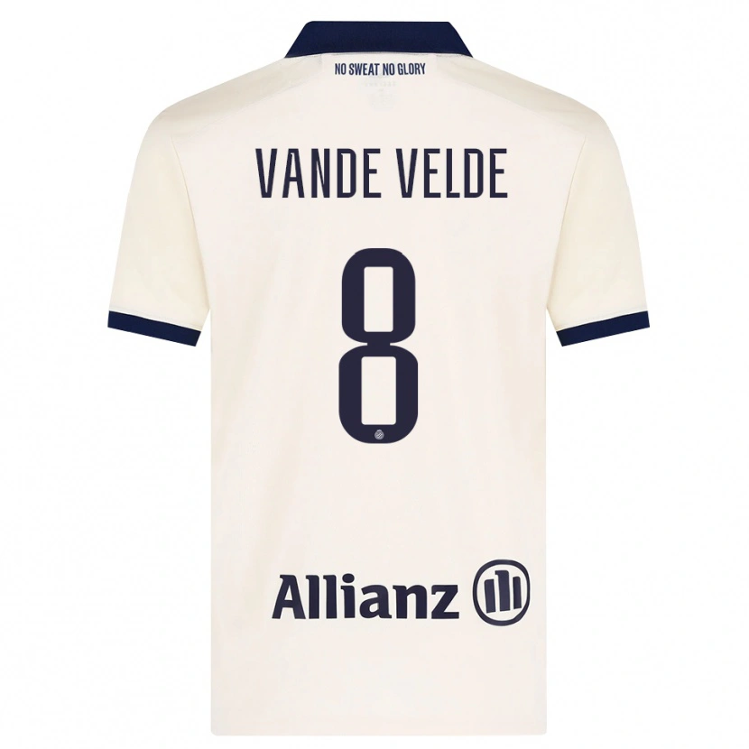 Danxen Barn Chloé Vande Velde #8 Beige Svart Bortetrøye Drakt Trøye 2026/27 Skjorter T-Skjorte