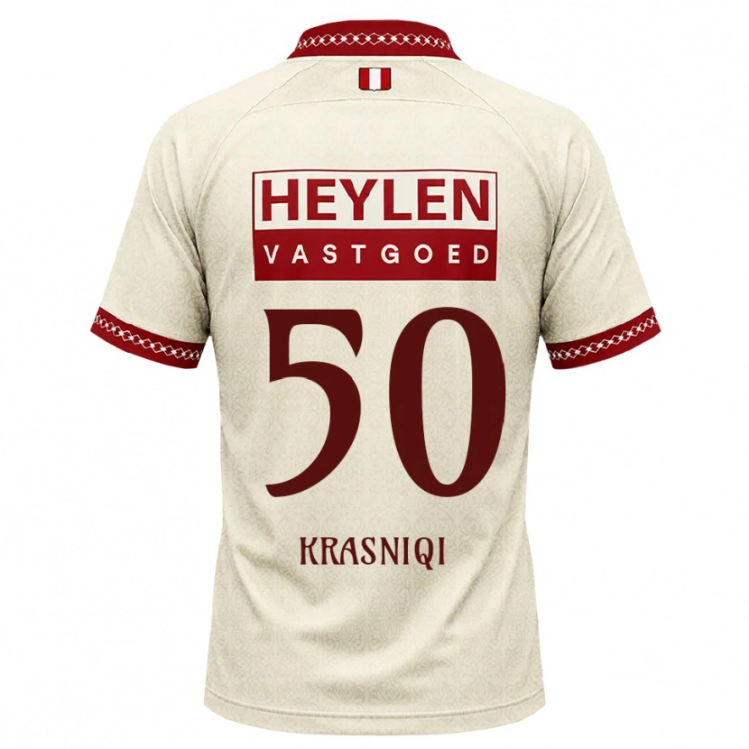 Danxen Barn Laurit Krasniqi #50 Beige Rød Bortetrøye Drakt Trøye 2026/27 Skjorter T-Skjorte