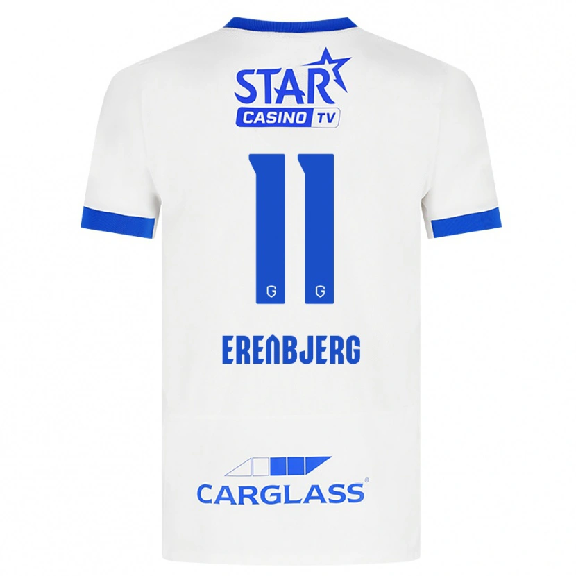 Danxen Barn Jeppe Erenbjerg #11 Hvit Blå Bortetrøye Drakt Trøye 2026/27 Skjorter T-Skjorte