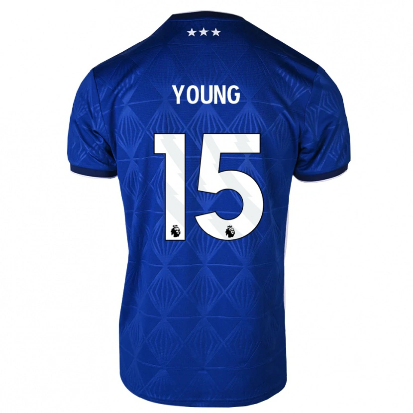 Danxen Mann Ashley Young #15 Mediumblå Hvit Rød Hjemmetrøye Drakt Trøye 2026/27 Skjorter T-Skjorte