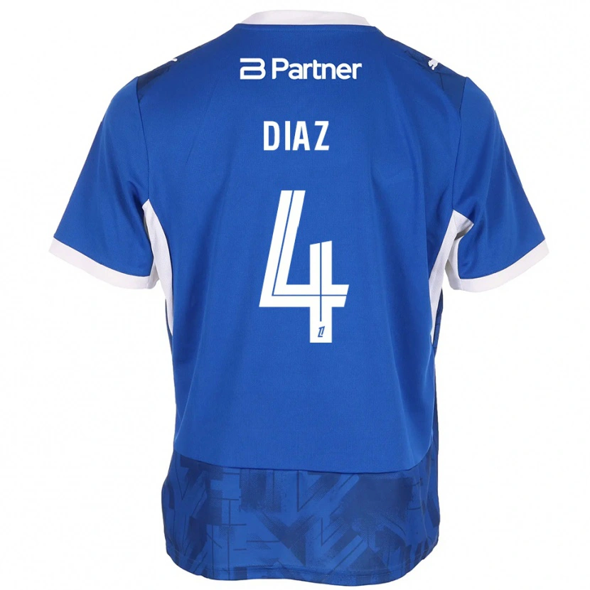 Danxen Mann Junior Diaz #4 Mediumblå Hvit Hjemmetrøye Drakt Trøye 2026/27 Skjorter T-Skjorte