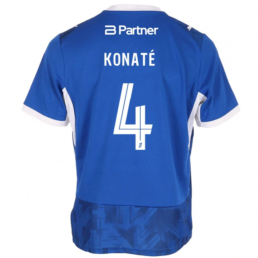 Danxen Mann Djibril Konaté #4 Mediumblå Hvit Hjemmetrøye Drakt Trøye 2026/27 Skjorter T-Skjorte