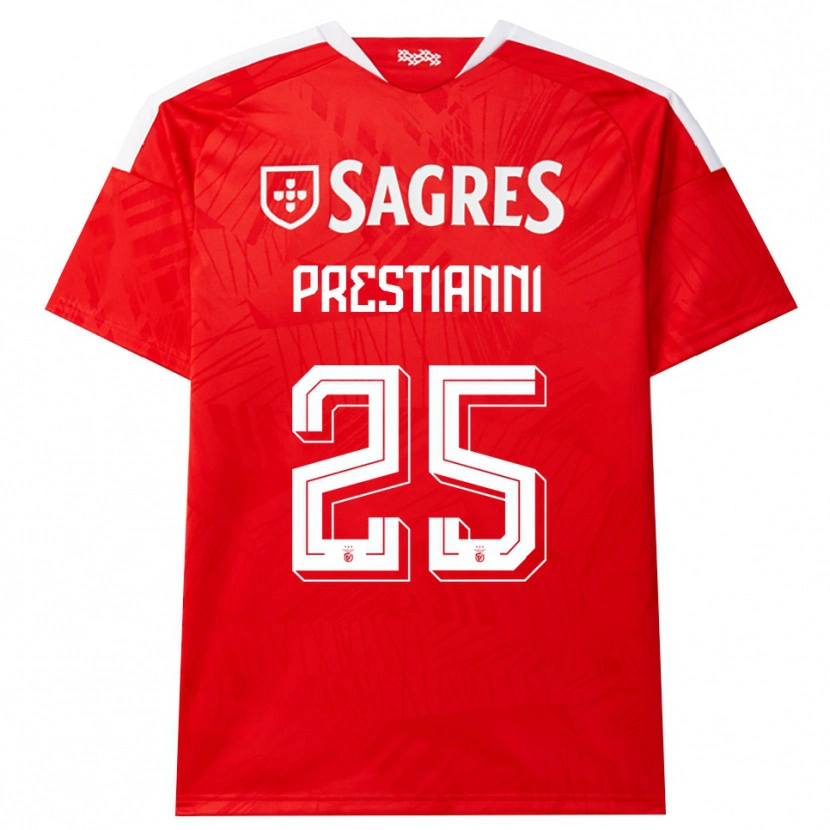 Danxen Mann Gianluca Prestianni #25 Rød Hvit Gul Hjemmetrøye Drakt Trøye 2026/27 Skjorter T-Skjorte
