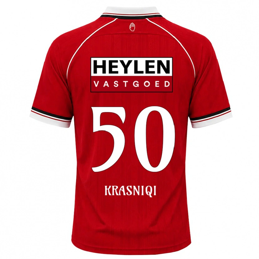 Danxen Mann Laurit Krasniqi #50 Rød Hvit Svart Hjemmetrøye Drakt Trøye 2026/27 Skjorter T-Skjorte