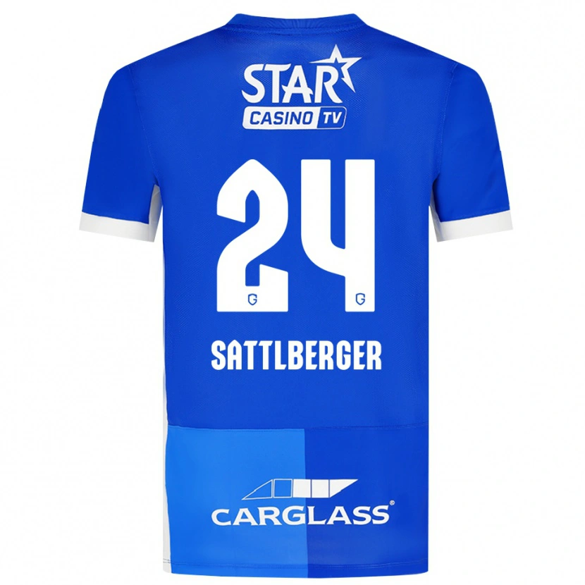 Danxen Mann Nikolas Sattlberger #24 Mellomblå Kongeblå Hvit Hjemmetrøye Drakt Trøye 2026/27 Skjorter T-Skjorte