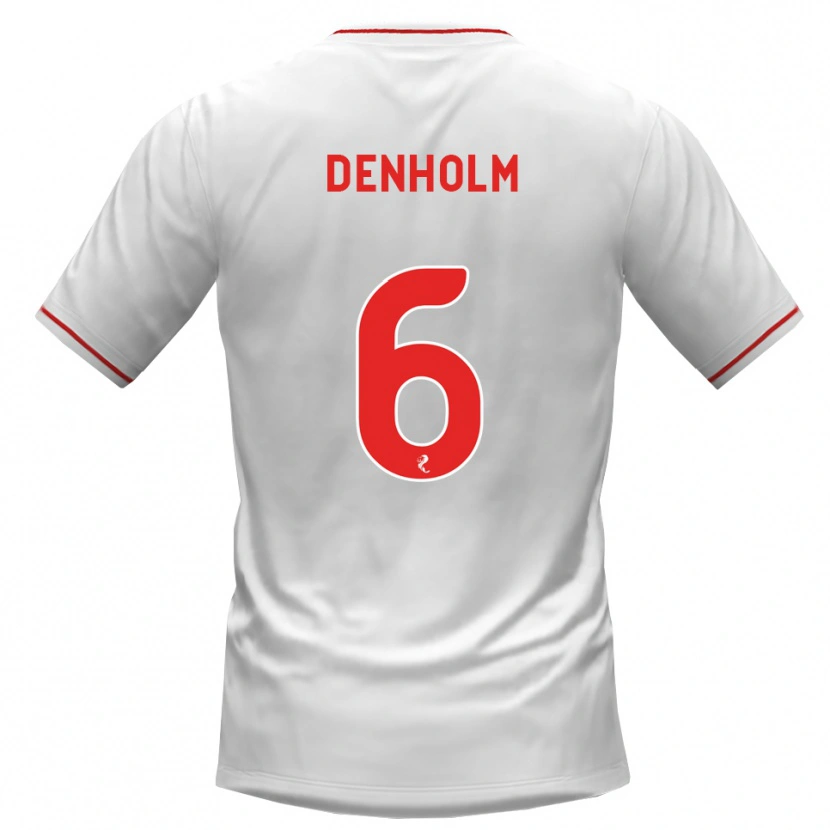 Danxen Mann Aidan Denholm #6 Hvit Rød Bortetrøye Drakt Trøye 2026/27 Skjorter T-Skjorte