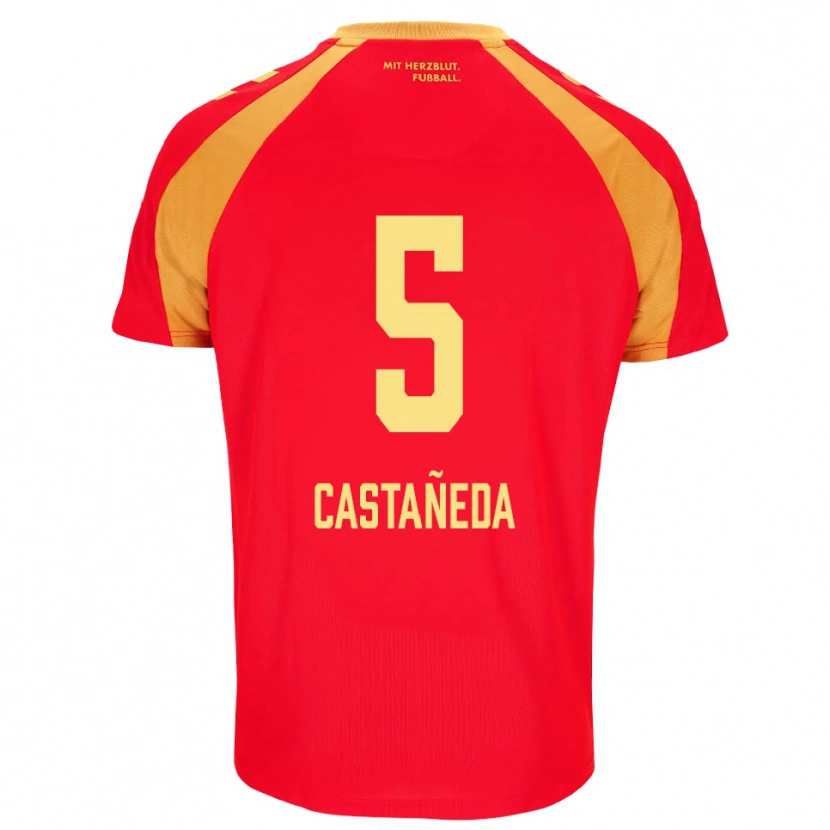 Danxen Mann Santiago Castañeda #5 Rød Oransje Svart Bortetrøye Drakt Trøye 2026/27 Skjorter T-Skjorte