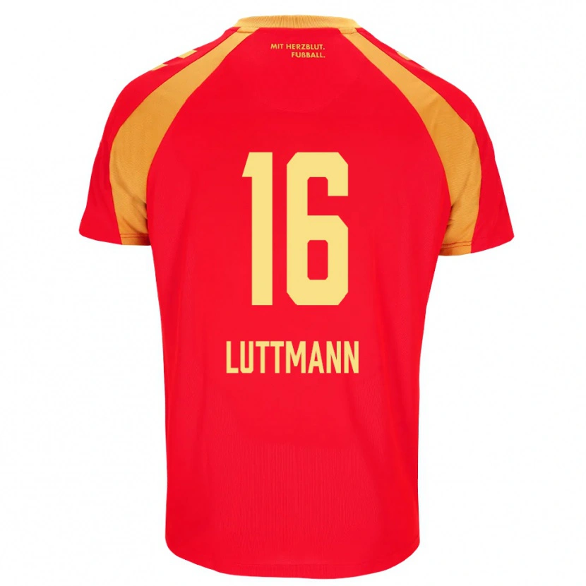 Danxen Mann Magnus Luttmann #16 Rød Oransje Svart Bortetrøye Drakt Trøye 2026/27 Skjorter T-Skjorte